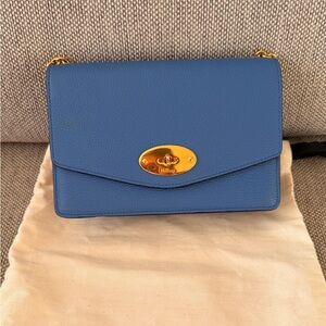 ALMOST NEW! Authentic MULBERRY Cross Grain Calfskin Small Darley Porcelain Blue